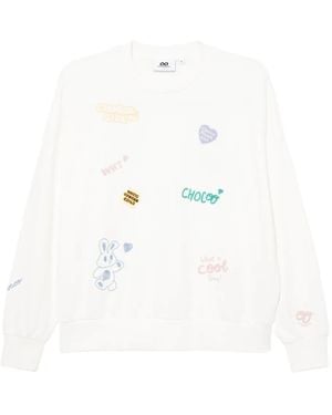 Chocoolate Sweater Met Geborduurd Logo - Wit