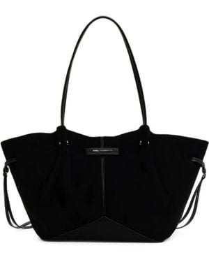 KARL LAGERFELD Logo-Plaque Panelled Tote Bag - Black