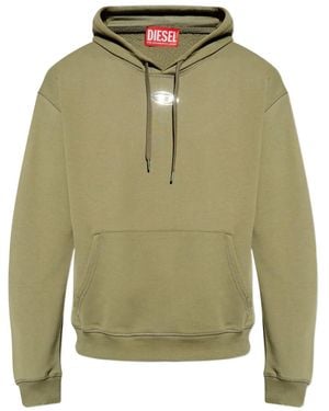 DIESEL S-Norm Logo-Plaque Hoodie - Green
