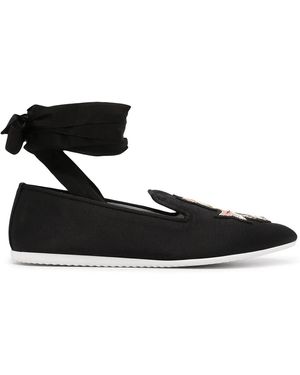 Joshua Sanders Crest Ankle-Tie Loafers - Black