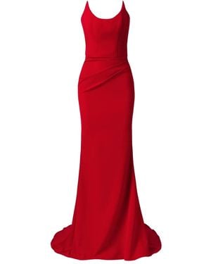 MOOS STUDIO Silence Corset-Bodice Fishtail Maxi Dress - Red