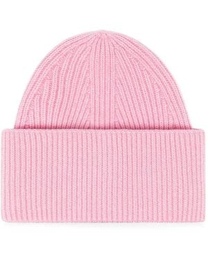 Laneus Ribbed-Knit Beanie Hat - Pink