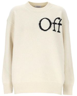 Off-White c/o Virgil Abloh Logo-Intarsia Wool Jumper - Natural