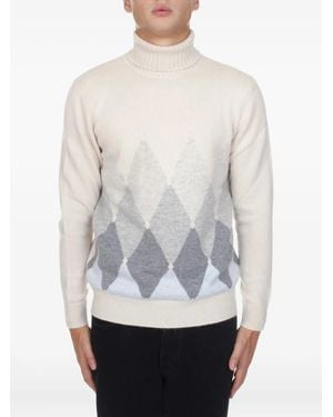 Ballantyne Argyle roll-neck sweater - Weiß