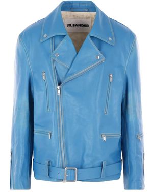 Jil Sander Zip Belted Jacket - Blue