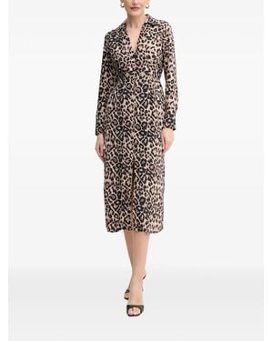 Morgan Leopard-Print Midi Dress - White