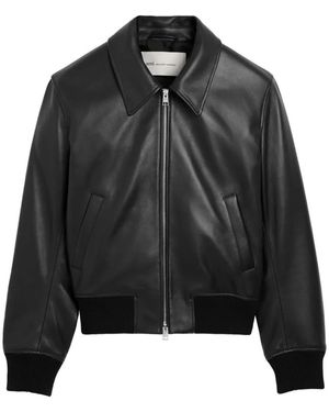 Ami Paris Jacke Aus Lammleder Mit Reißverschluss - Schwarz