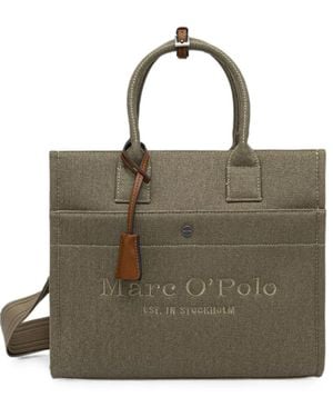 Marc O' Polo Medium Logo-Embroidered Tote Bag - Metallic