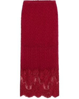 Blumarine Falda midi con encaje - Rojo