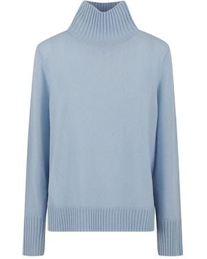 Allude High-Neck Ribbed Knitwear - Blue