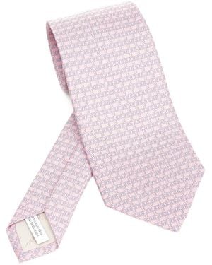 Ferragamo Chain-Link Pattern Silk Tie - Pink