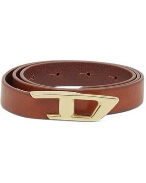 DIESEL 2 Cm Leather Belt With Metal D Buckle - Brown