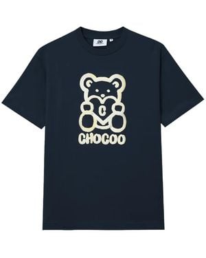 Chocoolate Bear-Print T-Shirt - Blue