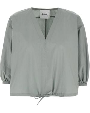 Nude 3/4 Sleeved Blouse - Gray