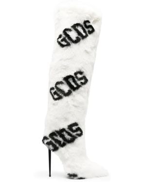 Gcds 110Mm Faux-Fur Logo-Print Boots - White