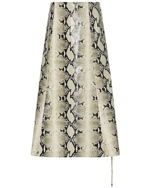 Rosetta Getty Snake-Patterned Skirt - White