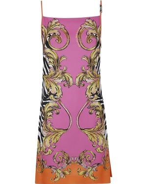Versace Jeans Couture Outline Barocco Mini Dress - Purple
