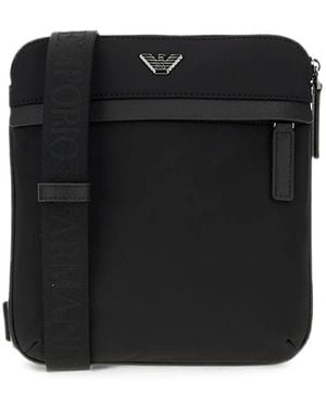 Emporio Armani Bolso De Hombro Con Placa Del Logo - Negro