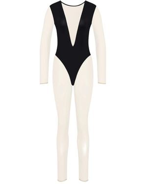 Maison Close V-neck long-sleeve jumpsuit - Weiß