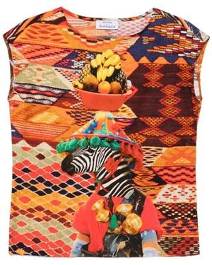 The Artistylist Zebra-Print Cotton Vest - Orange