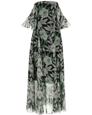Loewe Long Dress With Floral Print - Green