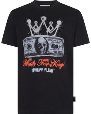 Philipp Plein Jersey T-Shirt Crown-Dollar - Black