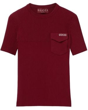 Gucci ポケットディテール トップ - レッド