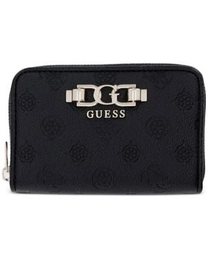 Guess Anise Logo-Embossed Zip-Around Wallet - Black