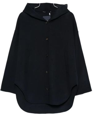 Max Mara Hooded Button-Up Coat - Blue