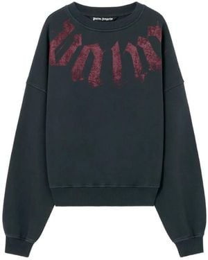 Palm Angels Neck-Logo Sweatshirt - Blue