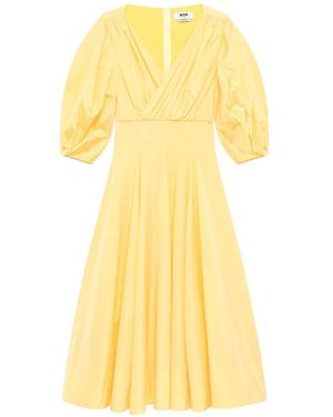 MSGM Midikleid Mit Ballonärmeln - Gelb