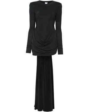 Amazuìn Robe Courte Drapée À Manches Longues - Noir