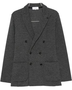 Lardini Chevron Double-Breasted Jacket - Gray