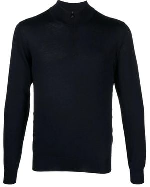 Corneliani Half-Zip Fine-Knit Jumper - Blue