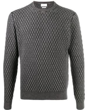 Ballantyne Diamond Lattice Knit Jumper - Grey