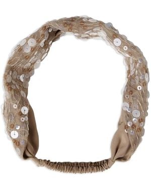 Brunello Cucinelli Embroidery Sequin Headband - White
