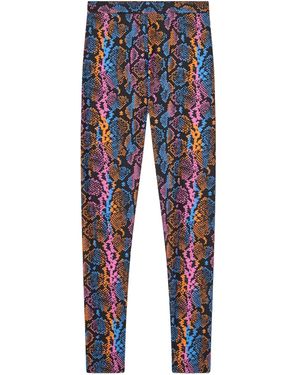 Versace Snakeskin-Print Leggings - Blue