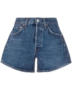 Agolde High-Waist Denim Shorts - Blue