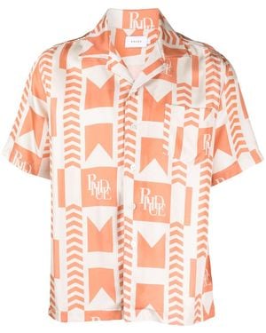 Rhude Geometric-Print Linen Shirt - Pink