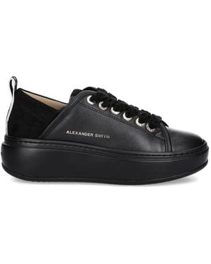 Alexander Smith Wembley Textured Lace-Up Trainers - Black