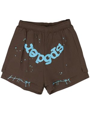 Sp5der Og Web Double-Layer Shorts - Brown