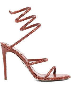 Rene Caovilla 110Mm Crystal-Embellished Spiral-Wrap Sandals - Pink