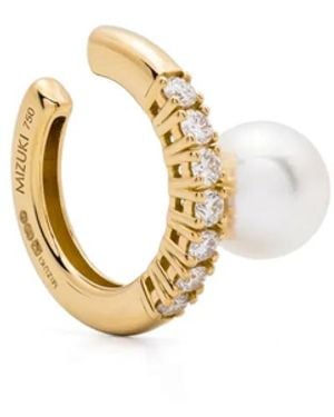 Mizuki Pendiente Earcuff En Oro Amarillo De 18 Ct Con Diamantes Y Perlas De Akoya - Metálico
