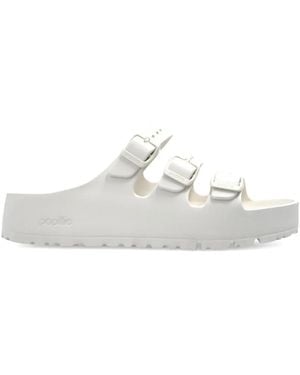 Birkenstock Florida Flex Triple Buckle-Strap Slides - White