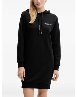 ARMANI EXCHANGE Drawstring Hooded Mini Dress - Black