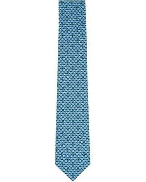 Ferragamo Heart-Print Tie - Blue