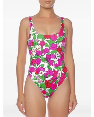 MC2 Saint Barth Lora Bougainvillea-Print Swimsuit - Pink