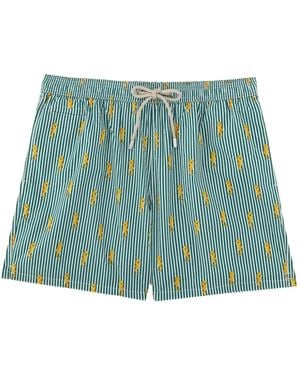 MC2 Saint Barth Striped Seahorse-Print Swim Shorts - Green