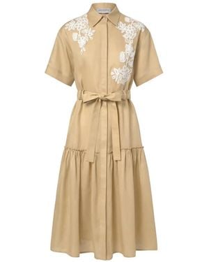 ERMANNO FIRENZE Besticktes Kleid Mit Gürtel - Natur