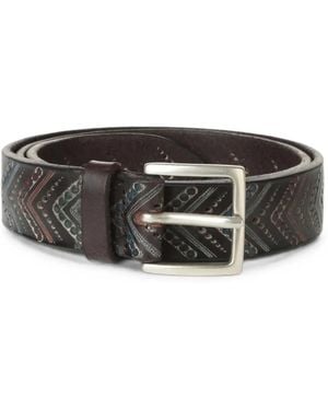 Orciani Chevron-Embossed Laser-Cut Belt - Black